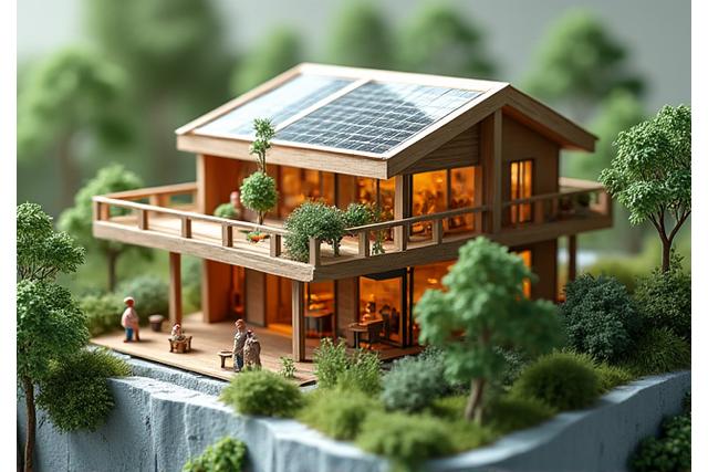 Maquette architecture durable avec des éléments naturels